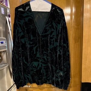 Sundance Black and Green Floral Blouse